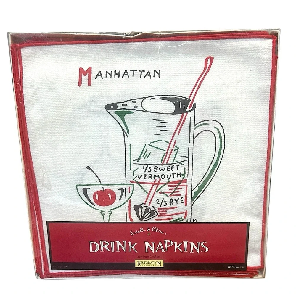 Estelle & Alvin's Restoration Hardware Cocktail Recipe Napkins 8.5